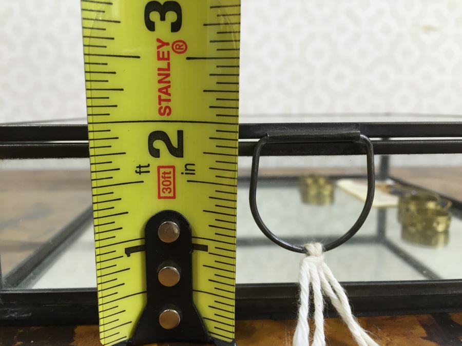 JUST ADDED - Brass Swivel Table Vanity Mirror With (2) NEW Glass Sided Boxes, (5) Rings And Earrings [Photo 11]