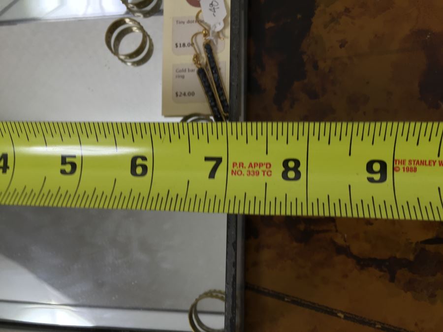 JUST ADDED - Brass Swivel Table Vanity Mirror With (2) NEW Glass Sided Boxes, (5) Rings And Earrings [Photo 10]