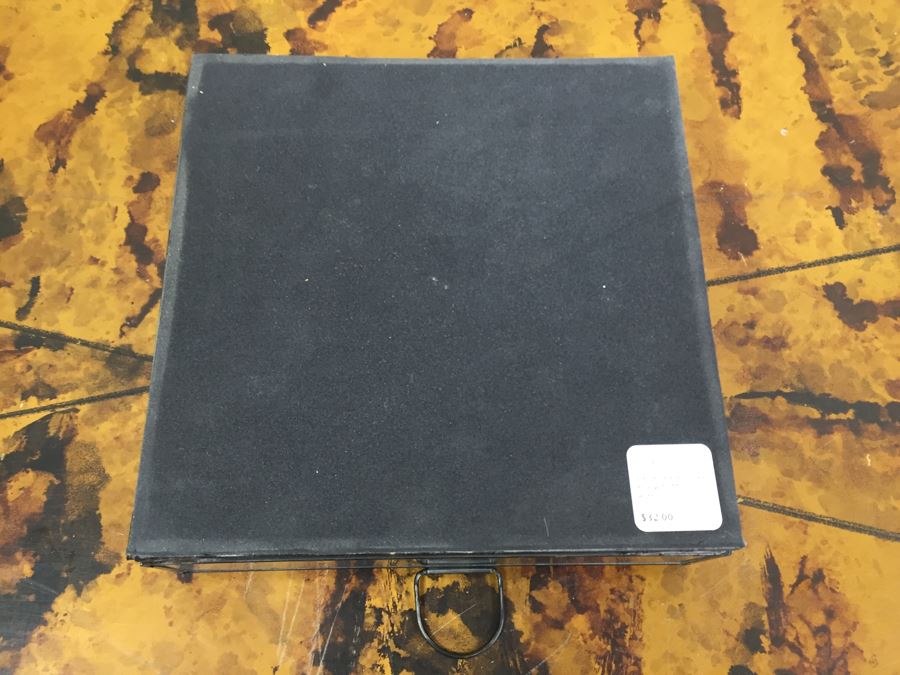 JUST ADDED - Brass Swivel Table Vanity Mirror With (2) NEW Glass Sided Boxes, (5) Rings And Earrings [Photo 6]