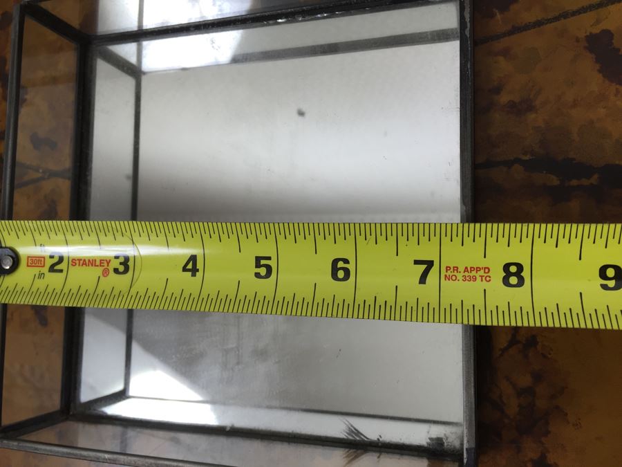 JUST ADDED - Brass Swivel Table Vanity Mirror With (2) NEW Glass Sided Boxes, (5) Rings And Earrings [Photo 5]