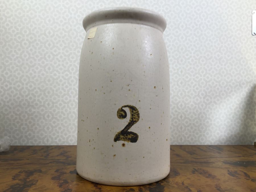 JUST ADDED - NEW Stoneware Crock Style Pot Filled With Vintage Style Hand Dyed Artists' Paper Documents Monahan Papers - See Photos [Photo 2]