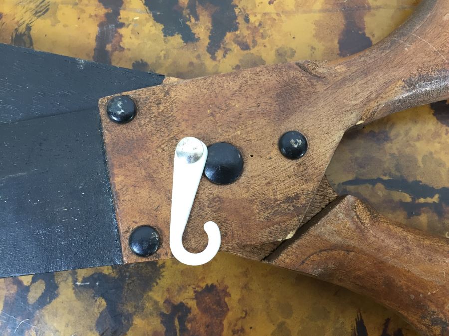 JUST ADDED - Decorative Faux Wooden Scissors, Tall Footed Glass Jar With Lid Filled With Fabric Wound Around Wooden Spools And Rope (Retails Over $400) [Photo 16]