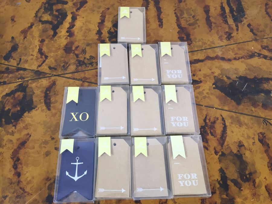 JUST ADDED - Vintage Record Keeping Book, (12) NEW Gift Tag Sets And Ribbon And White Ceramic Container [Photo 9]