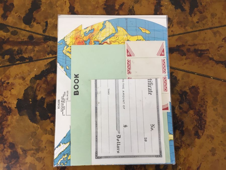 JUST ADDED - Vintage Mini World Globe, (4) Vintage Books With Map Bookcovers And Set Of (2) New Paper Packs [Photo 27]