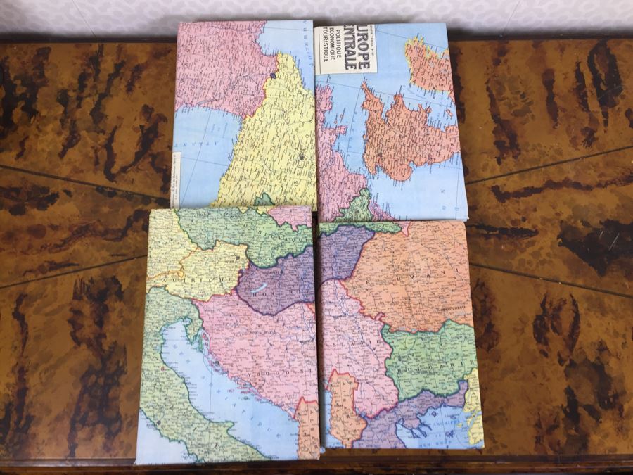 JUST ADDED - Vintage Mini World Globe, (4) Vintage Books With Map Bookcovers And Set Of (2) New Paper Packs [Photo 2]