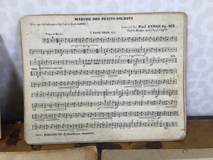 Collection Of (12) French Marching Band Music Cards And Metal Display Sign [Photo 6]