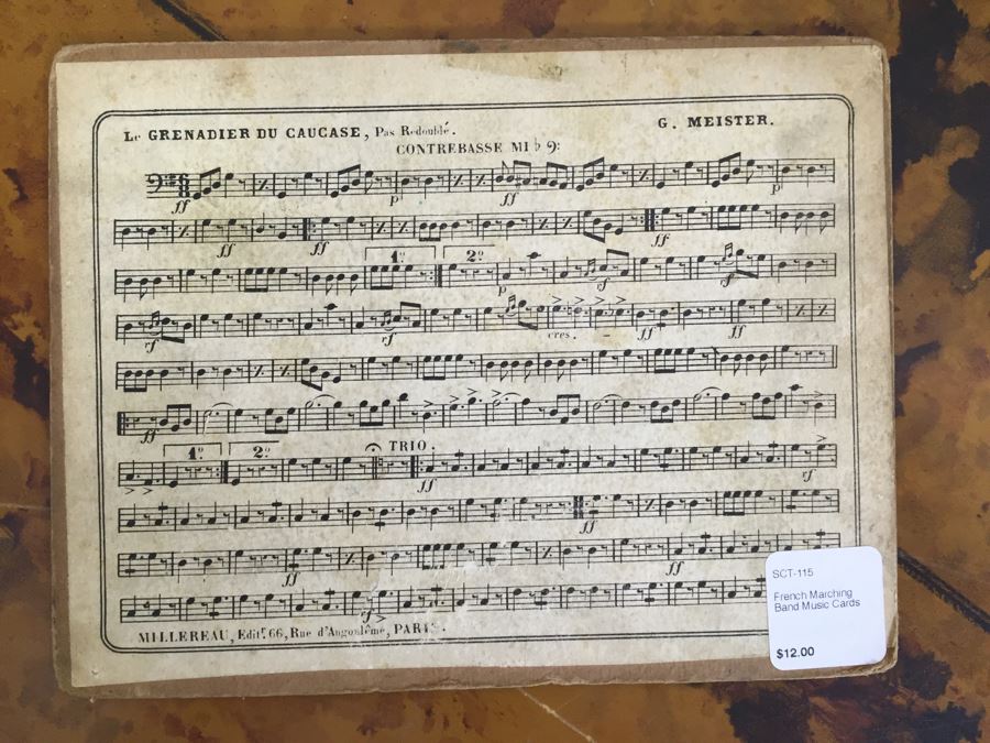 Collection Of (12) French Marching Band Music Cards And Metal Display Sign [Photo 14]
