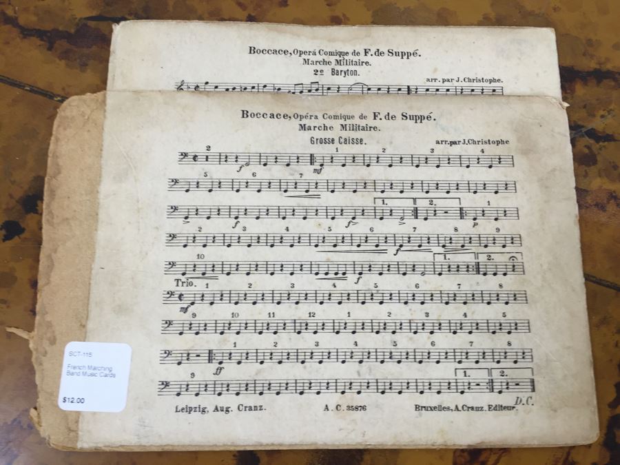 Collection Of (12) French Marching Band Music Cards And Metal Display Sign [Photo 16]