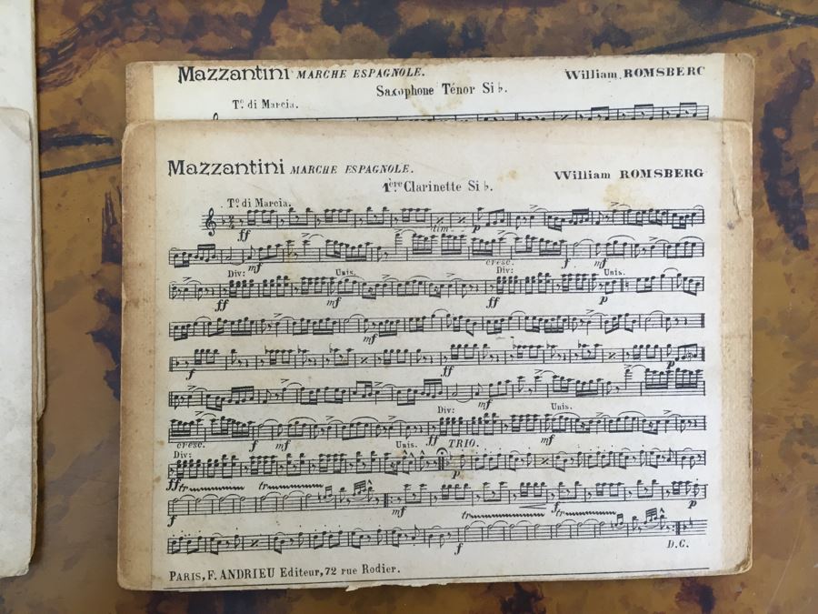 Collection Of (12) French Marching Band Music Cards And Metal Display Sign [Photo 10]