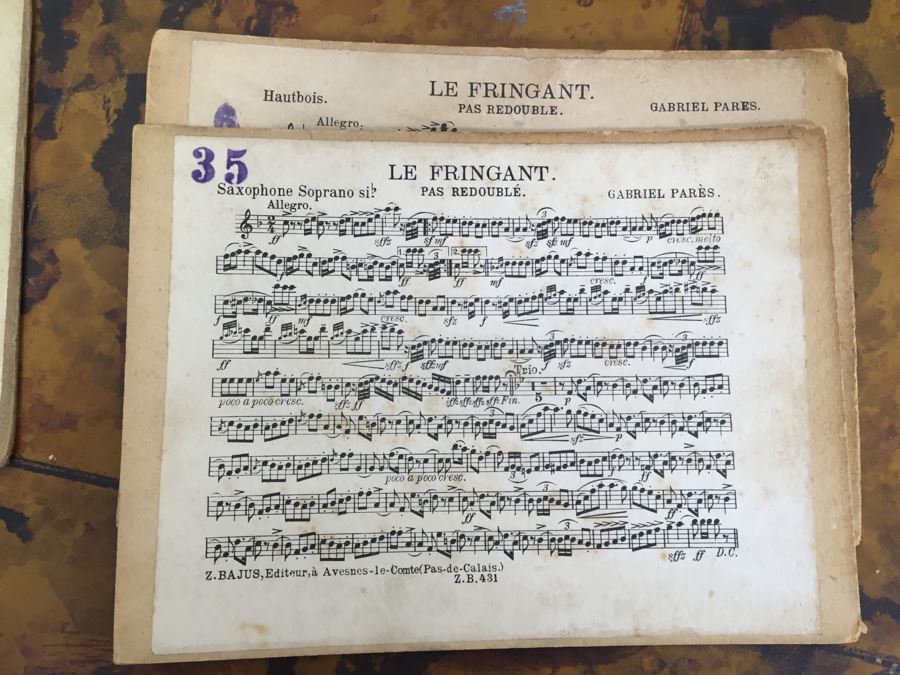 Collection Of (12) French Marching Band Music Cards And Metal Display Sign [Photo 11]