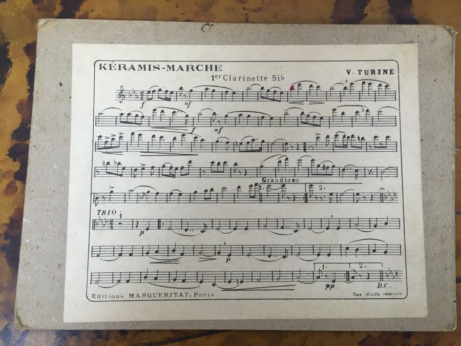 Collection Of (12) French Marching Band Music Cards And Metal Display Sign [Photo 12]