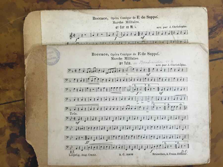 Collection Of (12) French Marching Band Music Cards And Metal Display Sign [Photo 9]