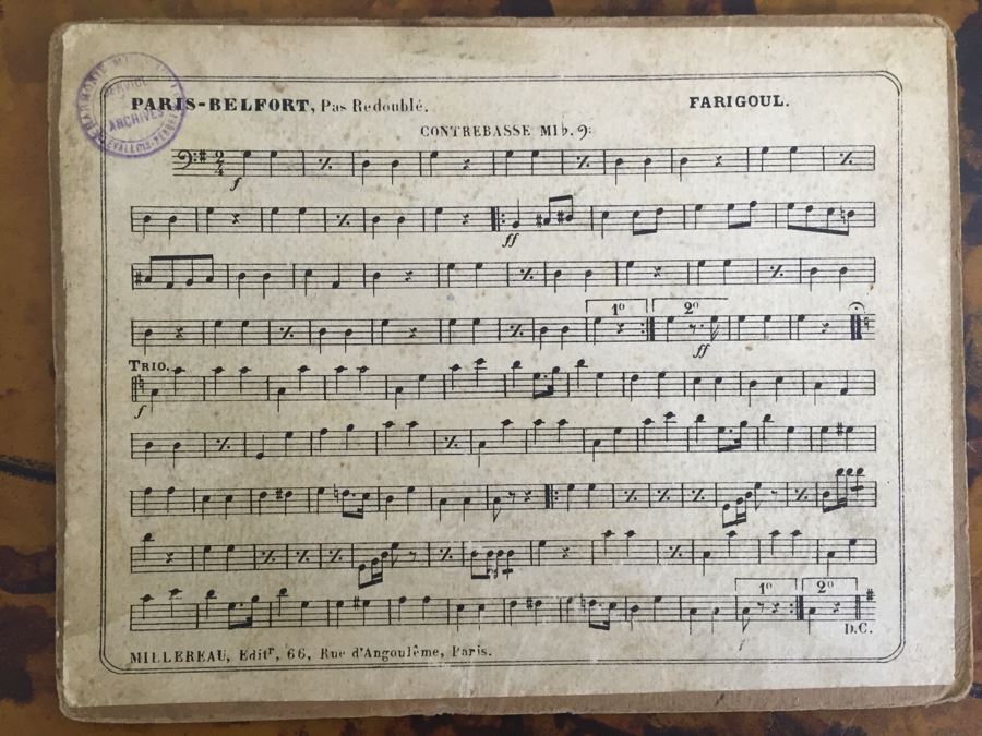 Collection Of (12) French Marching Band Music Cards And Metal Display Sign [Photo 8]