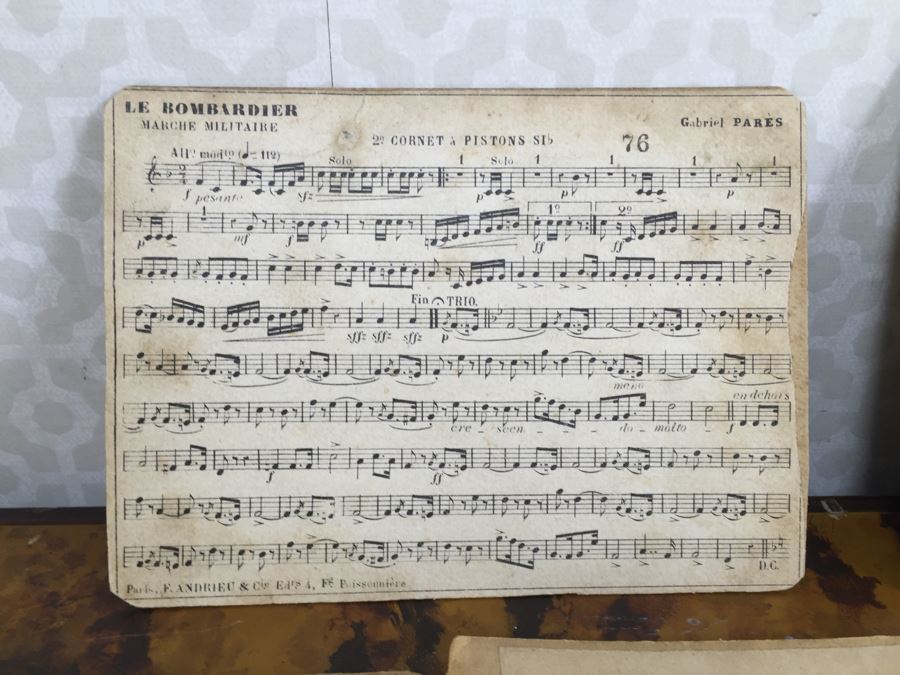 Collection Of (12) French Marching Band Music Cards And Metal Display Sign [Photo 7]