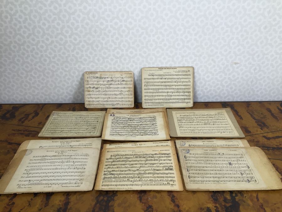 Collection Of (12) French Marching Band Music Cards And Metal Display Sign [Photo 5]