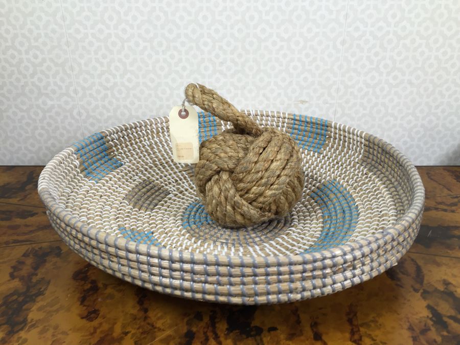Contemporary Woven Basket 20.5'W And Large Rope Ball [Photo 1]