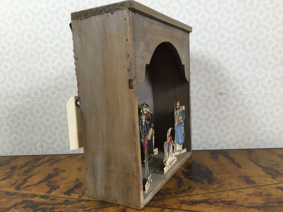 Wooden Display Box With Figures 10'W X 11'H X 4'D And Ceramic Jar Sago 6'H [Photo 4]