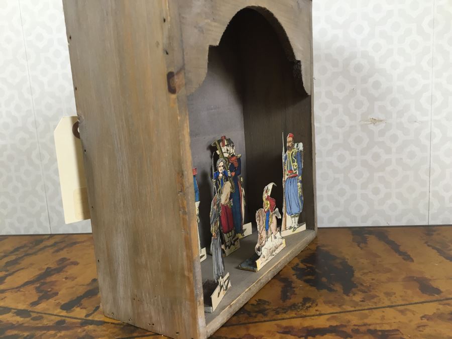 Wooden Display Box With Figures 10'W X 11'H X 4'D And Ceramic Jar Sago 6'H [Photo 5]