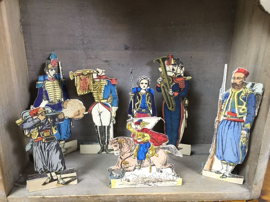 Wooden Display Box With Figures 10'W X 11'H X 4'D And Ceramic Jar Sago 6'H [Photo 3]