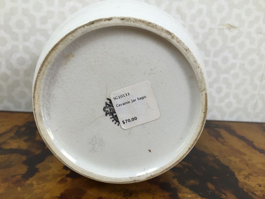 Wooden Display Box With Figures 10'W X 11'H X 4'D And Ceramic Jar Sago 6'H [Photo 14]