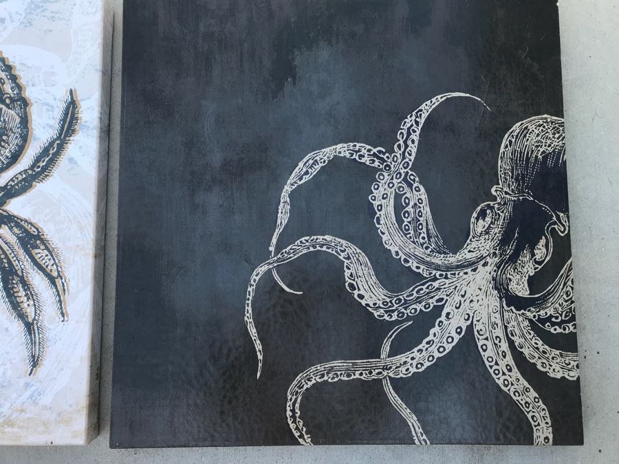 Pair Of Canvas Prints Of Crab And Octopus 24' X 24' [Photo 2]