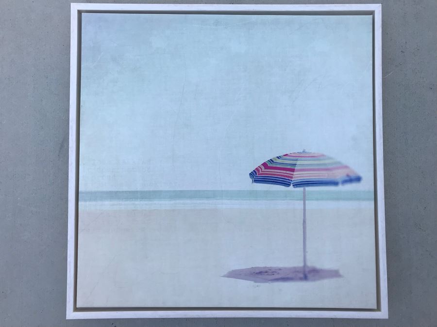 Framed Canvas Art Of Beach Umbrella 24' X 24'
