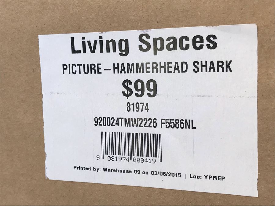 Framed Hammerhead Shark Picture Retails $99 25' X 29.5' [Photo 7]