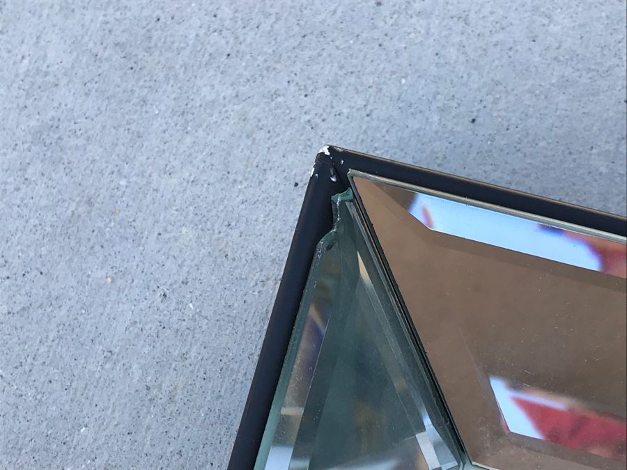 Vintage Photographic Print Of New York City Steelworkers Sitting On Steel Beam In Mirrored Frame - Note Frame Has Damage In Corners See Photos 34.5' X 27' [Photo 5]