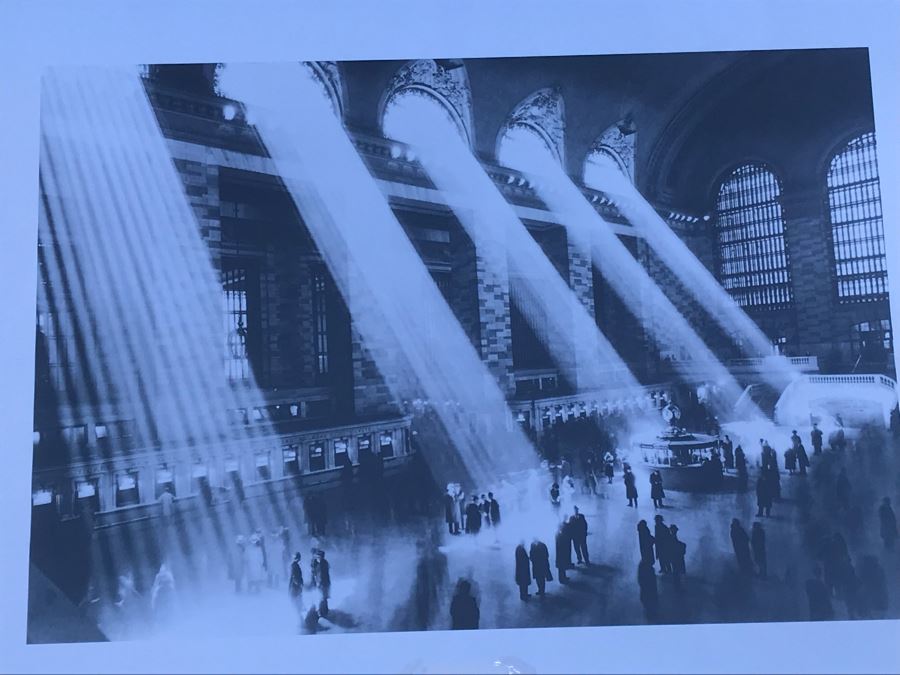 Vintage Photographic Print Of Lights Coming Into Train Station In Mirrored Frame - Note Frame Has Damage In Corners See Photos [Photo 2]