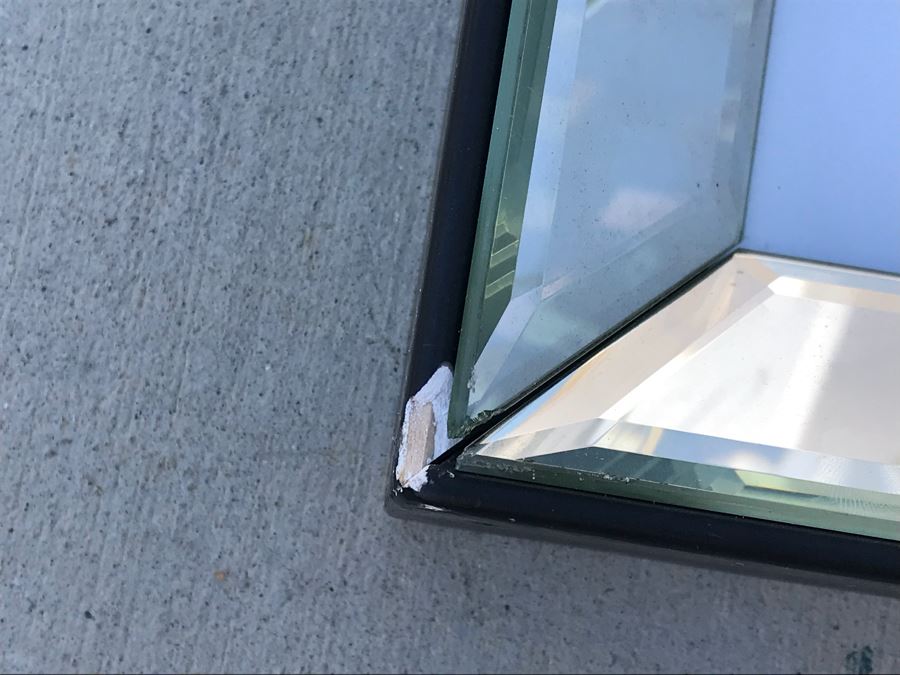 Vintage Photographic Print Of Lights Coming Into Train Station In Mirrored Frame - Note Frame Has Damage In Corners See Photos [Photo 3]