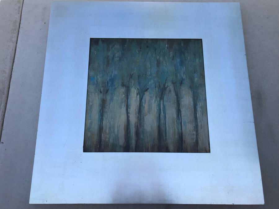 Uttermost Print Of Abstract Trees In Silver Frame 46.5' X 46.5'