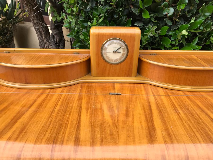 JUST ADDED - Fabulous Art Deco ROOS Chests Cedar Hope Chest With Rare Top Mounted Compartments With Clock (Clock Needs Rewiring) 43'W X 17'D X 32'H [Photo 5]