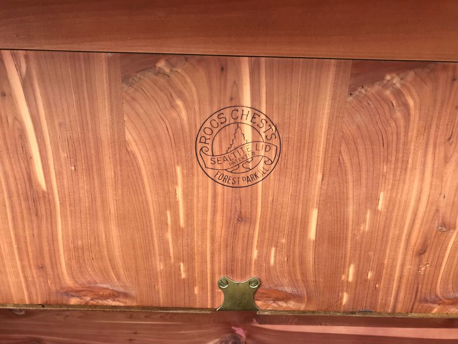 JUST ADDED - Fabulous Art Deco ROOS Chests Cedar Hope Chest With Rare Top Mounted Compartments With Clock (Clock Needs Rewiring) 43'W X 17'D X 32'H [Photo 15]