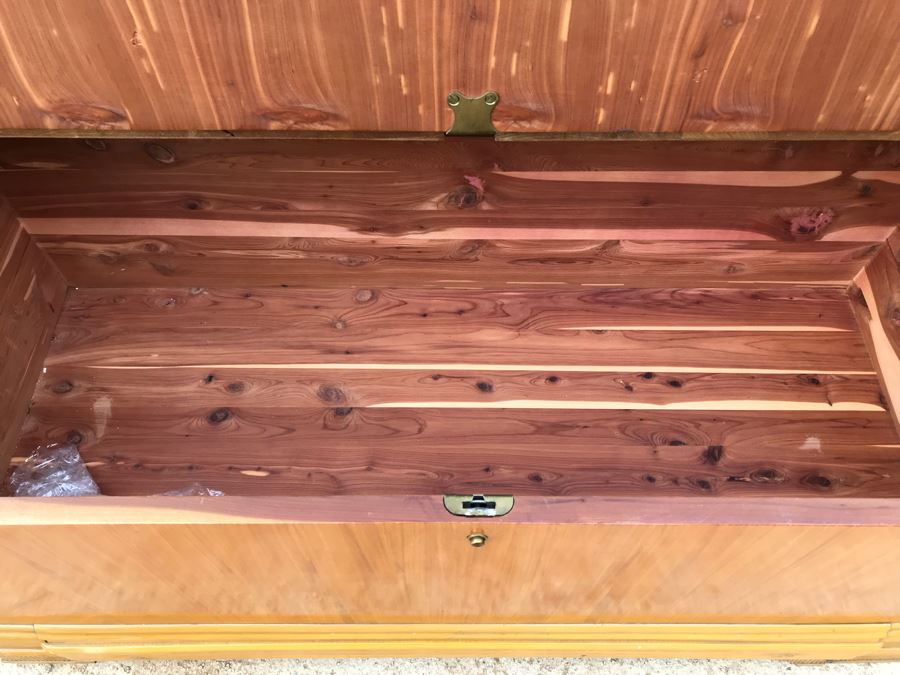 JUST ADDED - Fabulous Art Deco ROOS Chests Cedar Hope Chest With Rare Top Mounted Compartments With Clock (Clock Needs Rewiring) 43'W X 17'D X 32'H [Photo 14]