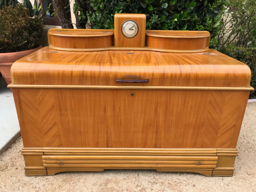 JUST ADDED Fabulous Art Deco ROOS Chests Cedar Hope Chest With Rare Top Mounted Compartments