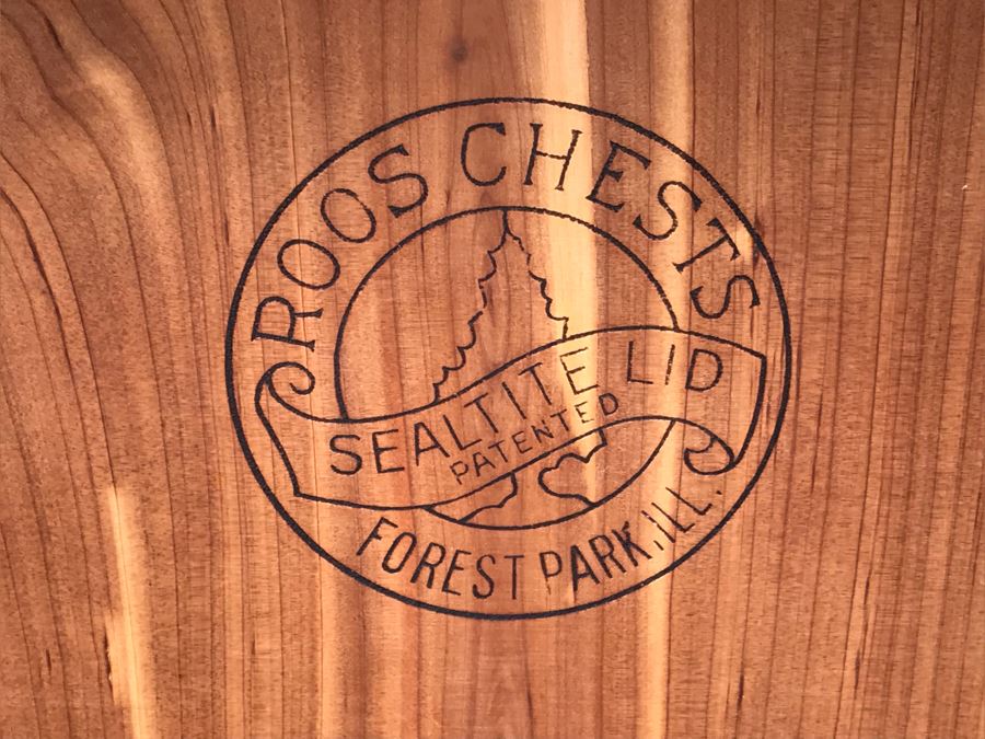 JUST ADDED - Fabulous Art Deco ROOS Chests Cedar Hope Chest With Rare Top Mounted Compartments With Clock (Clock Needs Rewiring) 43'W X 17'D X 32'H [Photo 16]