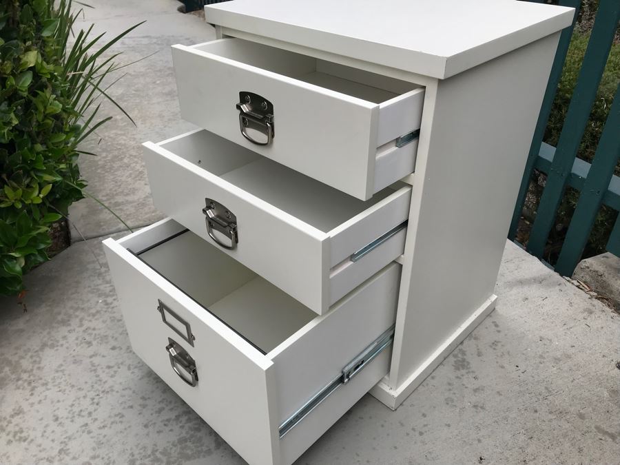 JUST ADDED - White Contemporary Filing Cabinet With 2 Drawers