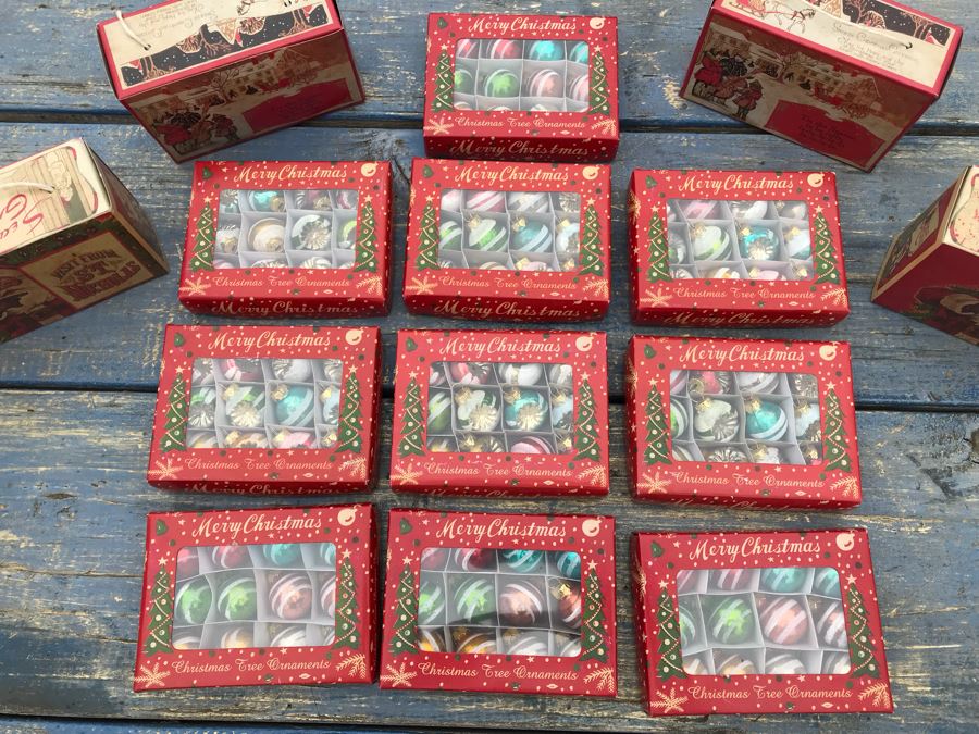JUST ADDED - (10) NEW Boxes Of Miniature Christmas Tree Ornaments And (4) Christmas Gift Boxes [Photo 2]