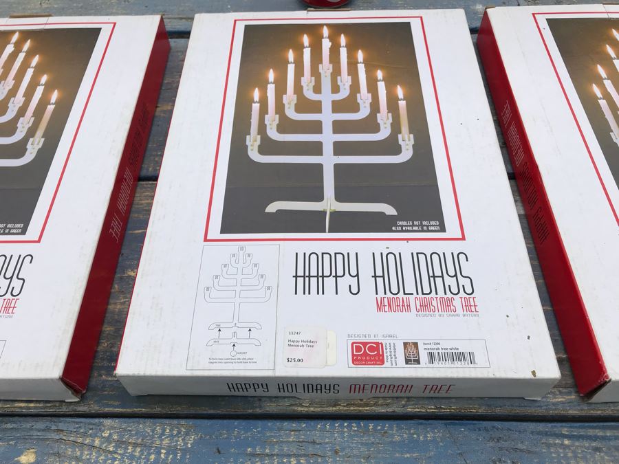 JUST ADDED - (3) NEW Happy Holiday Menorah Christmas Trees [Photo 3]