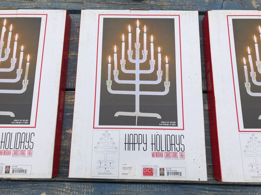 JUST ADDED - (3) NEW Happy Holiday Menorah Christmas Trees [Photo 2]