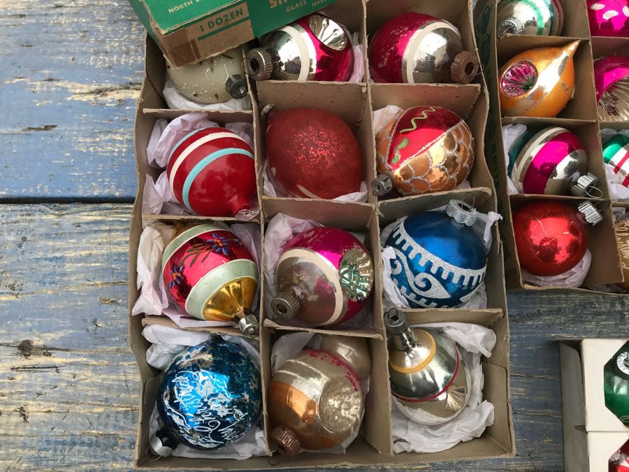 JUST ADDED - Vintage Glass Christmas Tree Ornaments With Some Boxes Mainly Shiny Brite [Photo 16]