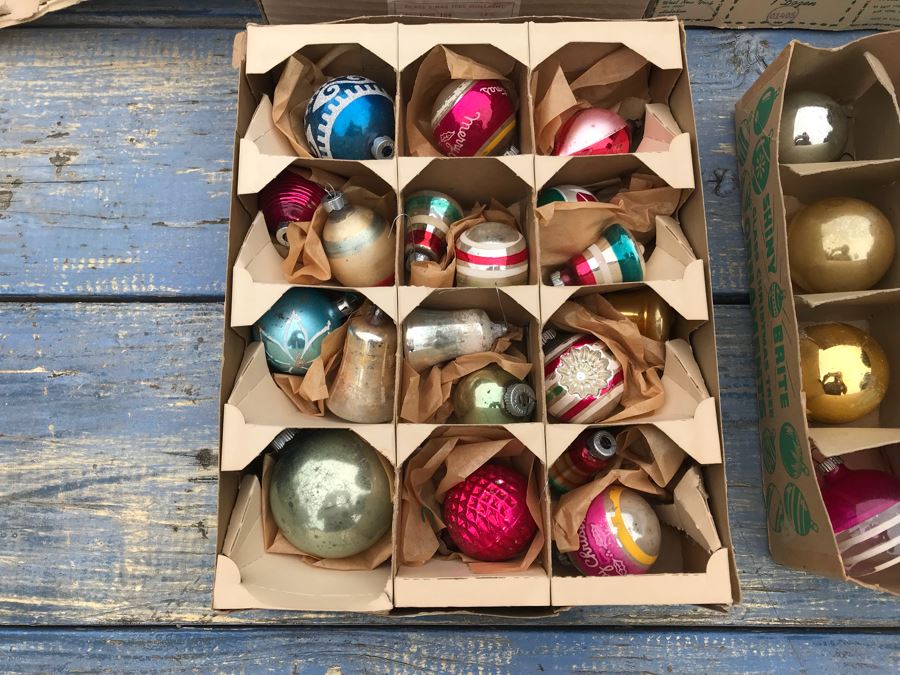JUST ADDED - Vintage Glass Christmas Tree Ornaments With Some Boxes Mainly Shiny Brite [Photo 3]