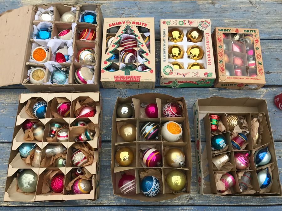 JUST ADDED - Vintage Glass Christmas Tree Ornaments With Some Boxes Mainly Shiny Brite [Photo 2]