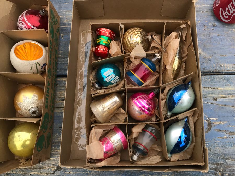 JUST ADDED - Vintage Glass Christmas Tree Ornaments With Some Boxes Mainly Shiny Brite [Photo 9]