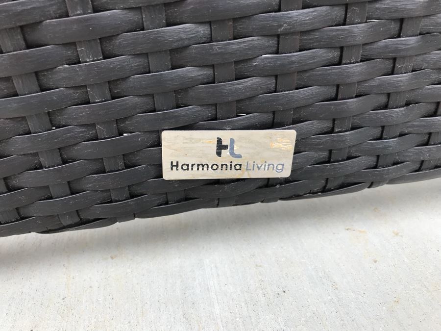 Pair Of Harmonia Living Woven Vinyl Bar Stools, White Round Plastic Side Table And Pair Of Woven Baskets [Photo 11]