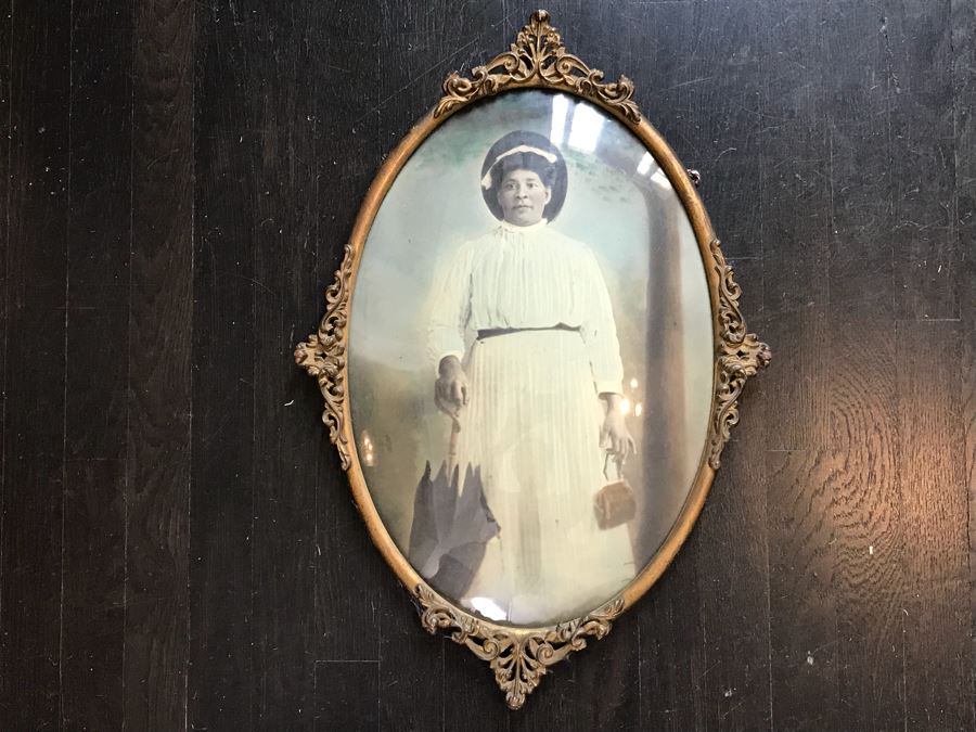JUST ADDED - Vintage Photograph In Metal Frame With Convex Glass [Photo 1]
