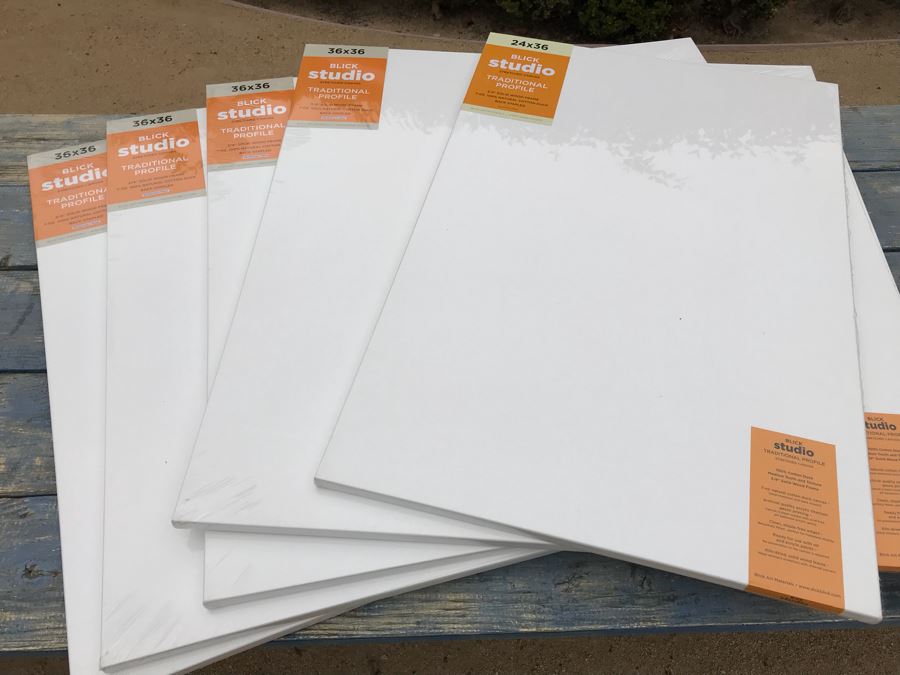 JUST ADDED - Set Of (4) NEW BLICK Studio Stretched Canvas 100% Cotton Duck For Painting Artwork 36' X 36' And (1) NEW 24' X 36' [Photo 2]