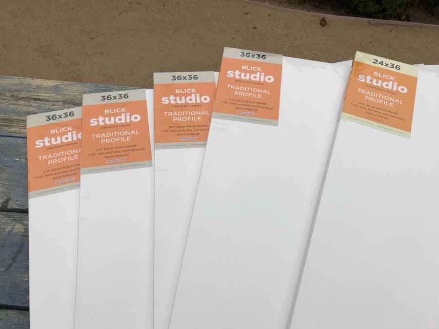 JUST ADDED - Set Of (4) NEW BLICK Studio Stretched Canvas 100% Cotton Duck For Painting Artwork 36' X 36' And (1) NEW 24' X 36' [Photo 5]