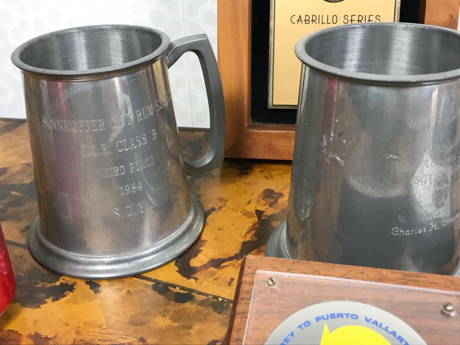 JUST ADDED - Collection Of Various Sailing Trophies (2) With Barometer And Thermometer [Photo 15]