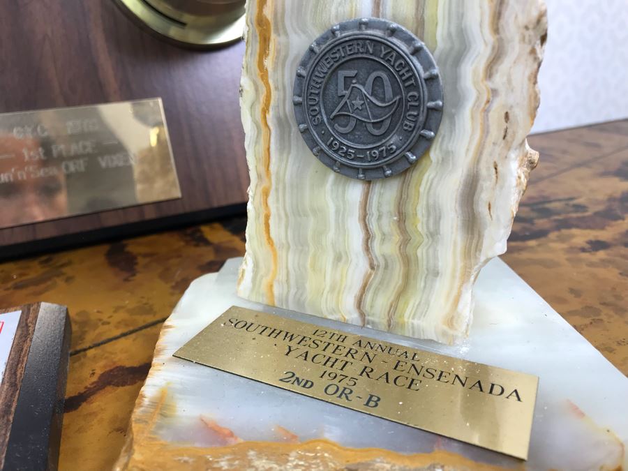 JUST ADDED - Collection Of Various Sailing Trophies (2) With Barometer And Thermometer [Photo 4]